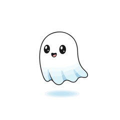 Cute Cartoon Ghost Isolated on White