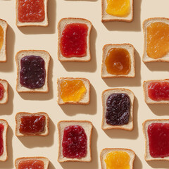 Pattern of Jelly and spreads on slices of bread / toast