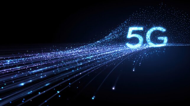 5G or 6G dot line mobile technology. Wireless data network and connection technology concept. high-speed, futuristic background. vector design.
