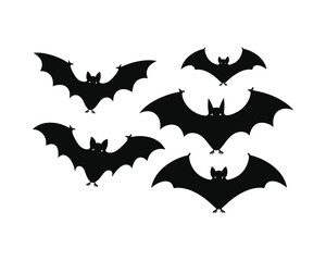 Naklejka premium Bats Silhouettes Flying in the Night Sky A Spooky Halloween Illustration