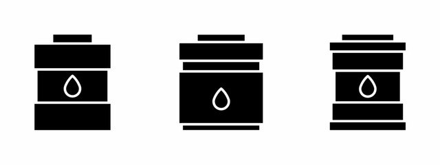 Oil barrel icon set, oil. Vector symbol. Illustration of oil barrel, barrel, oil. Barrel, oil barrel. Vector illustration. Stock vector.