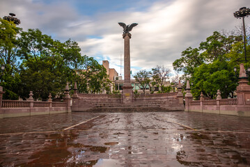 Plaza Patria in downtown Aguascalientes City, Aguascalientes, Mexico, captured minutes after rain