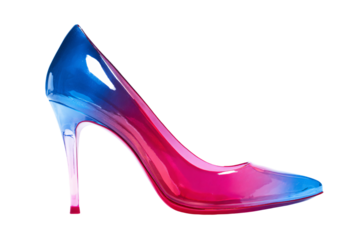 a pair of blue and pink high heels