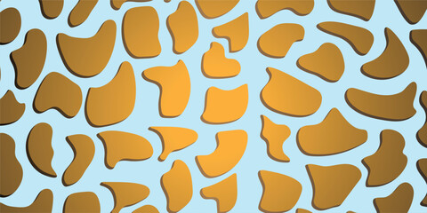Seamless decorative pattern featuring abstract golden irregular blobs on soft blue background. Ideal for branding, fabric, stationery, wallpaper, and modern vector art projects.