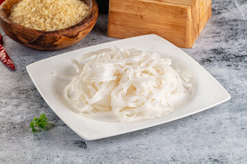 Boiled asian rice pho noodles