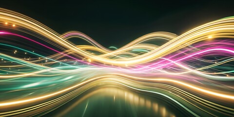 Dynamic Neon Waves and Glowing Lines Technology Background