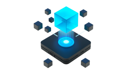 Isometric Style Data Center Cube Network Concept Graphic Illustration