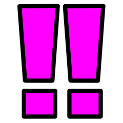 Bright neon pink exclamation mark illustration with pop and cute impact, transparent background