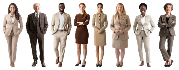 PNG Diverse professional team standing confidently, element set on transparent background