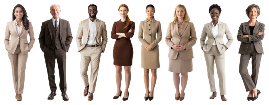 PNG Diverse professional team standing confidently, element set on transparent background