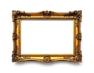 Ornate Golden Picture Frame on White Background