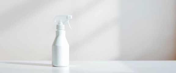 White spray bottle on clean surface, ready for use, cleaning,  kitchen cleaning