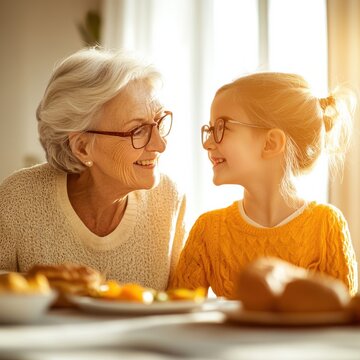 Heartwarming Moment of Grandmother and Granddaughter Sharing Joy