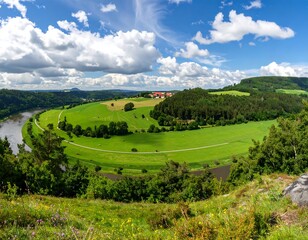 Obraz premium River Meander Landscape Panorama