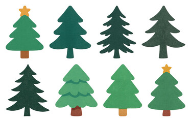PNG Colorful felt Christmas tree cutouts, element set on transparent background