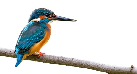 Beautiful Kingfisher perches on mossy branch