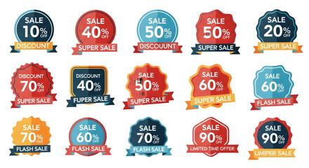 Boost your sales with vibrant discount labels perfect for promotions and marketing campaigns
