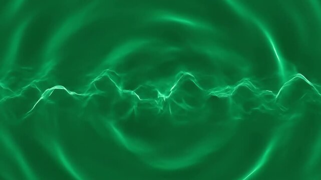 Seamlessly looping video of emerald green energy waves pulsing and rippling in a smooth, futuristic pattern corporate, website, subtle