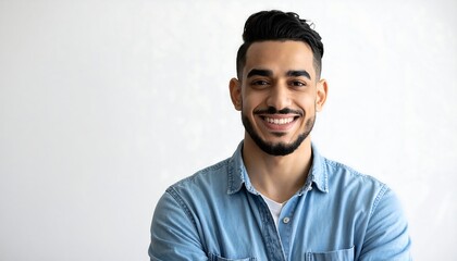 Obraz premium Bearded man smiles warmly.