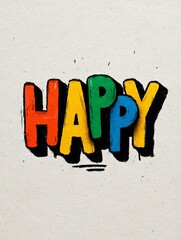 Retro Minimalist Vector Poster with Happy Typography