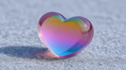 Fototapeta premium Colorful Transparent Heart-Shaped Object Reflecting Light on Soft Background