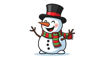 Happy Snowman in Winter Wonderland Festive Cheer.
