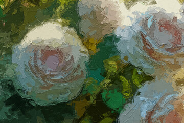 Various oil paintings, flowers, lakes, landscapes, villages, houses, suns, cats, dogs, chrysanthemums, roses, peonies, forests