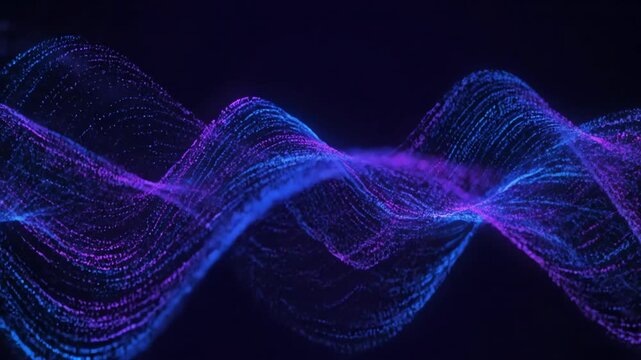 Seamlessly looping video of hypnotic swirls of glowing abstract particles forming intricate, streaky patterns futuristic, fluid, light