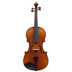 Fototapeta premium Classic brown violin viewed from the front isolated PNG with Transparent Background