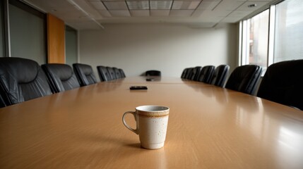 Empty conference room with coffee cup (1)