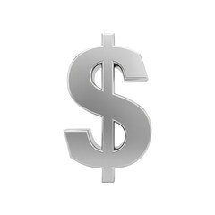Obraz premium Shiny Silver 3D Dollar Sign Symbol on a Black Background money currency isolated on a transparent background