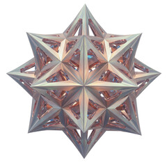 Abstract geometrical stellated dodecahedron isolated PNG with Transparent Background