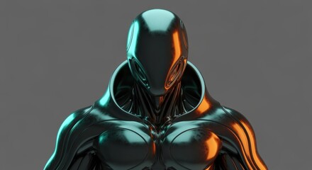 A Futuristic Alien Being Made of Liquid Metal