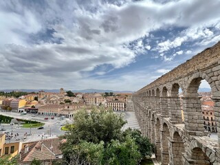 view of the aqueduct in Segovia, Spain , UNESCO 