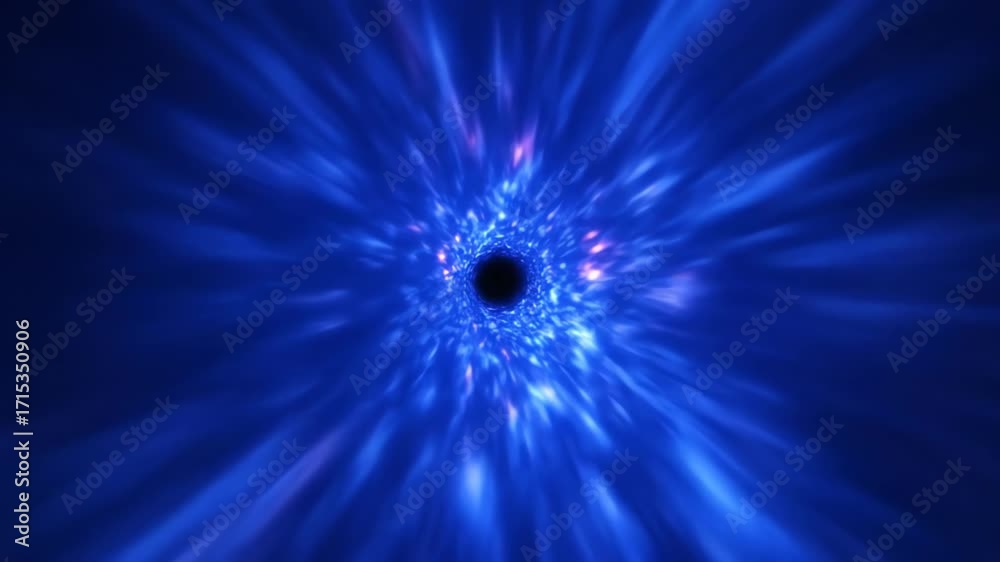 Wall mural seamlessly looping video portraying an abstract light tunnel rapidly expanding and drawing the viewe