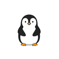Naklejka premium Cute cartoon penguin with black and white feathers on white background animal illustration isolated on a transparent background