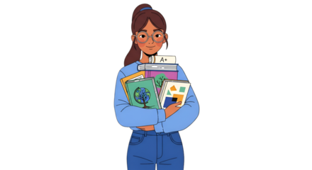 young woman holding a book