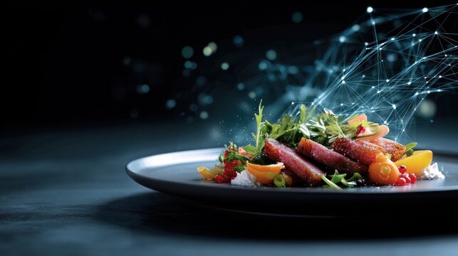 Gourmet salad with a digital overlay - Powered by Adobe