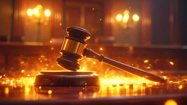 Gavel in Courtroom: Justice and Legal System Symbolism