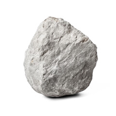 A large, irregularly shaped, gray rock with a rough, uneven surface, isolated on a transparent background