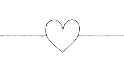 minimalistic continuous line drawing of a heart symbol centered on a plain white background with