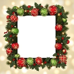 Festive Christmas Wreath with Blank Square for Seasonal Messages