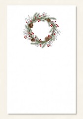 Delicate Christmas Wreath Card Minimalist Festive Greetings Invitation Design
