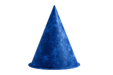 a blue party hat with a pointed top