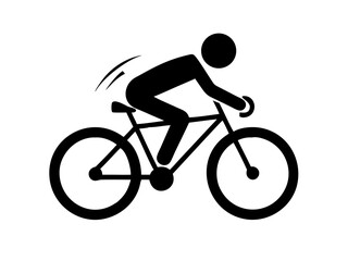 Obraz premium people riding bicycle silhouette set on white background, vector 