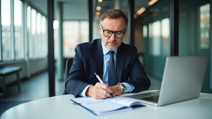 Fototapeta premium young businessman working on laptop