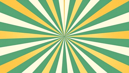 A cheerful, radiating design showcases a burst of color, featuring green and yellow stripes that create a sunburst pattern.