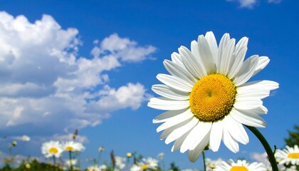 A bright daisy against a vibrant sky