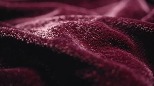 Close-up of Luxurious Velvet Fabric in Rich Burgundy, Perfect for Elegant Designs