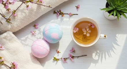 Spring Self-Care Routine with Bath Bombs and Flowers